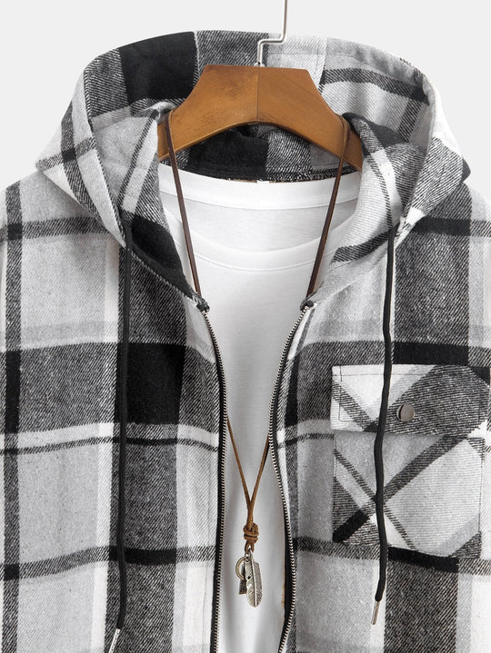 Laurent™ - Teddy-lined flannel hooded shirt