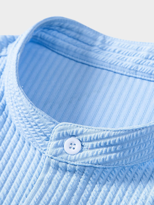 Muscle Fit ribbed Light brown collar shirt