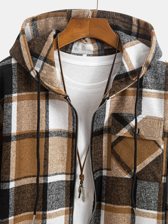 Laurent™ - Teddy-lined flannel hooded shirt