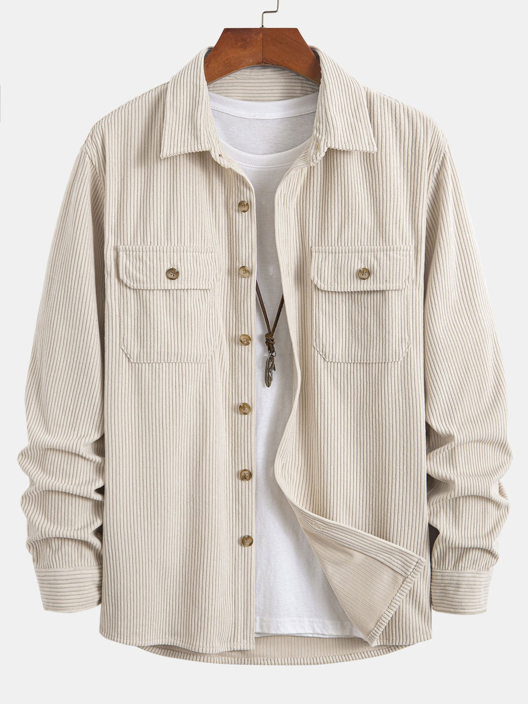 Corduroy shirt with double pocket