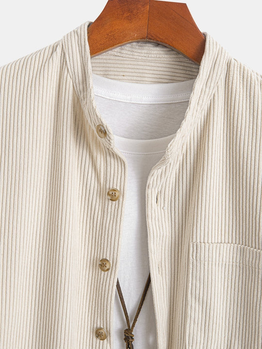 Laurent™ - Corduroy shirt with stand-up collar