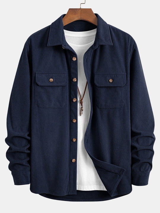 Corduroy shirt with double pocket