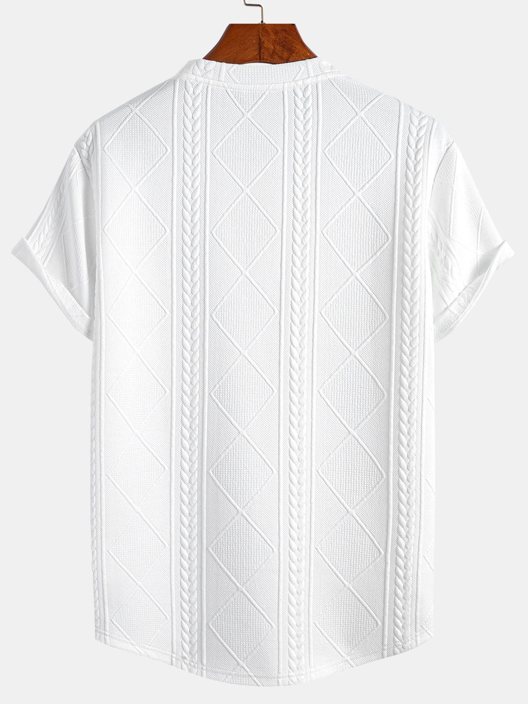 Short sleeve geometric jacquard bow hemT-Shirt& Shorts