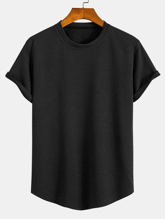 Short sleeve stripe jacquard bow hem T-Shirt
