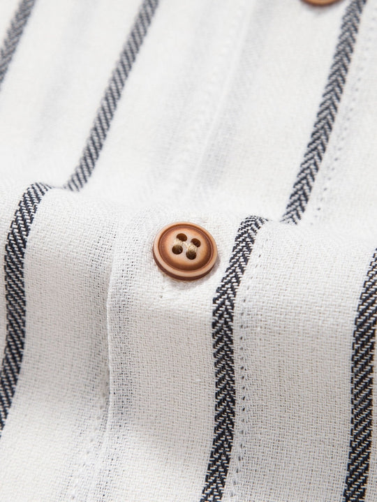 Cotton blend striped button -up shirt