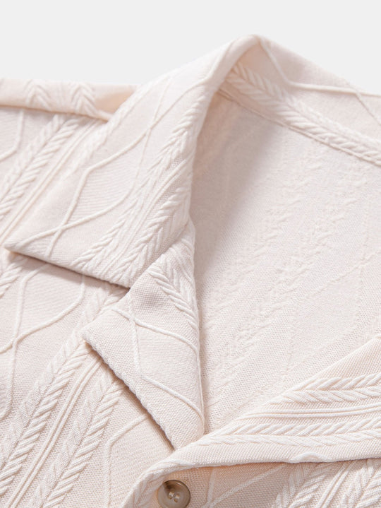 Knitted geometric rhombus Jacquard Cuban shirt
