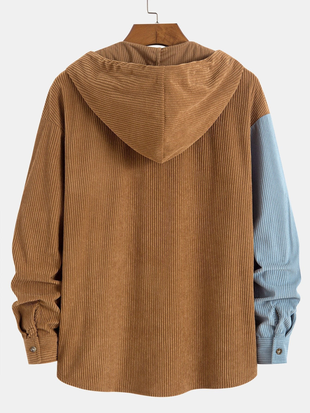 Laurent™ - Colorblock corduroy hooded shirt