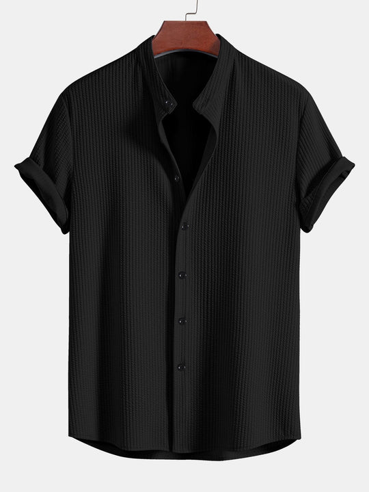 Muscle Fit ribbed Light brown collar shirt