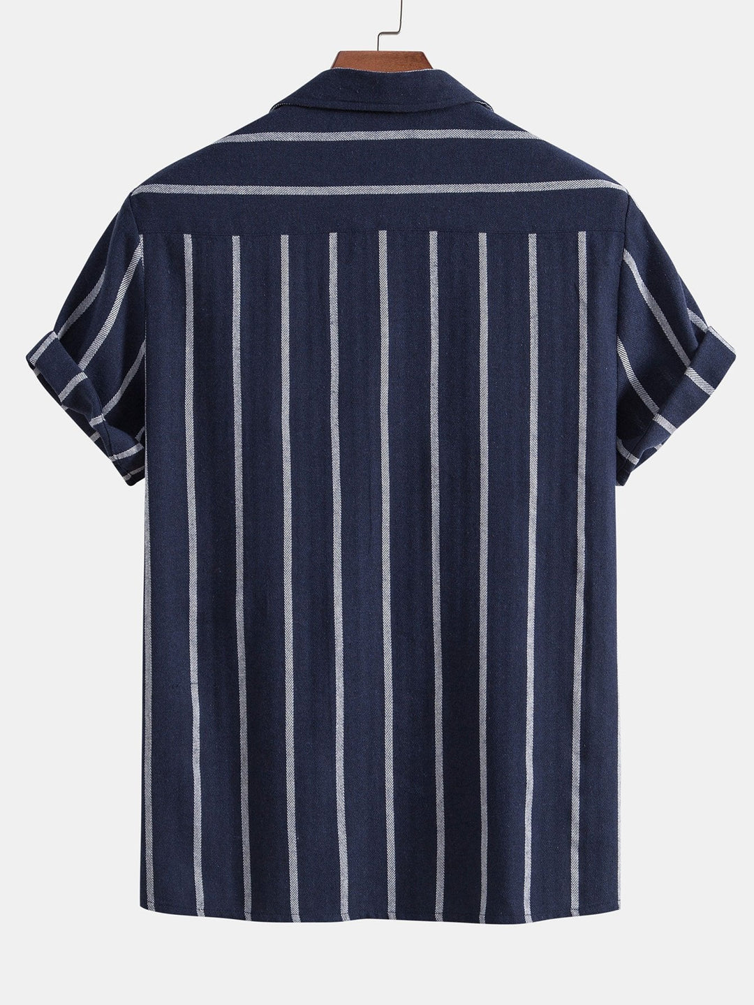 Cotton blend striped Cuban shirt