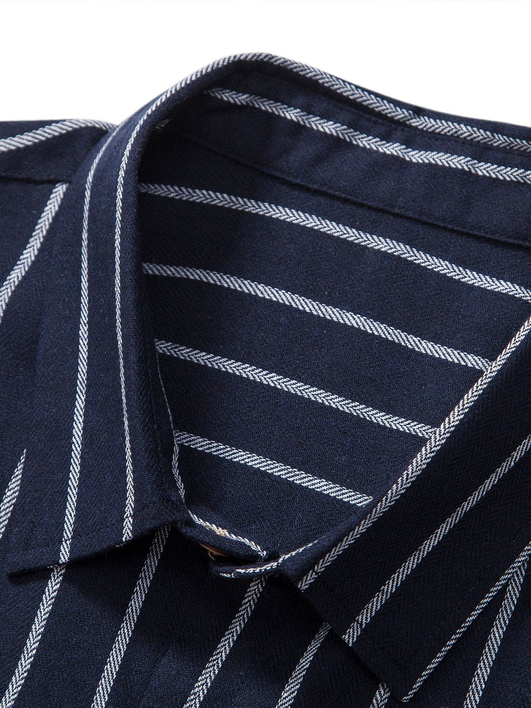 Cotton blend striped button -up shirt