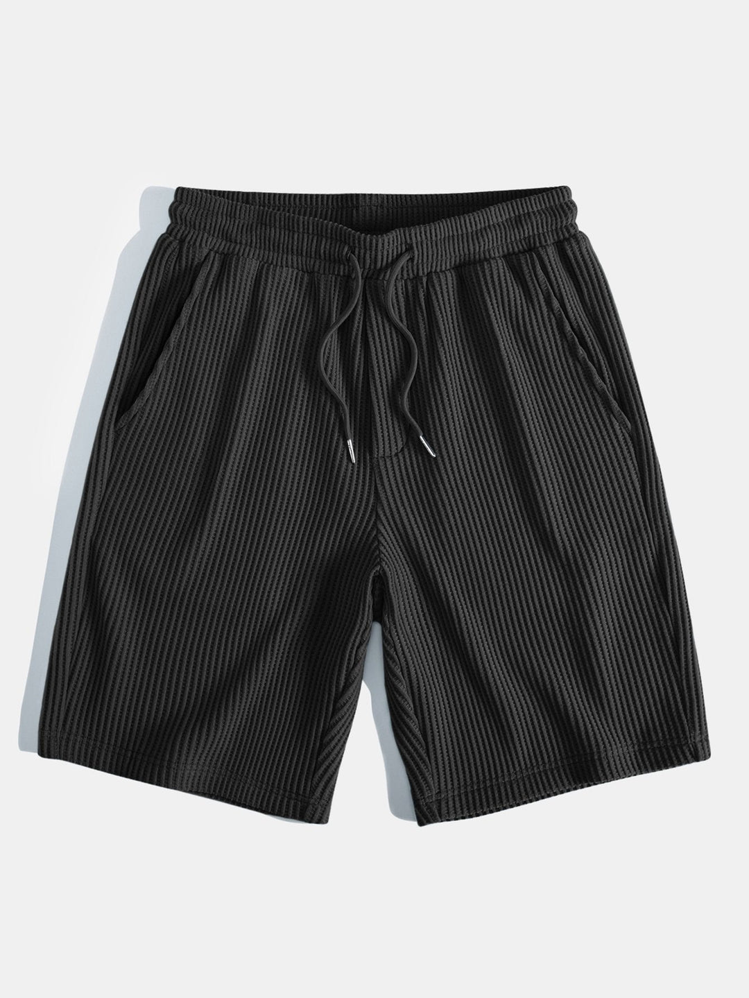 Knitted waffle hemT-Shirt& Drawstring Waffle Shorts