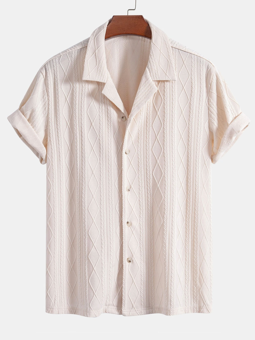 Knitted geometric rhombus Jacquard Cuban shirt