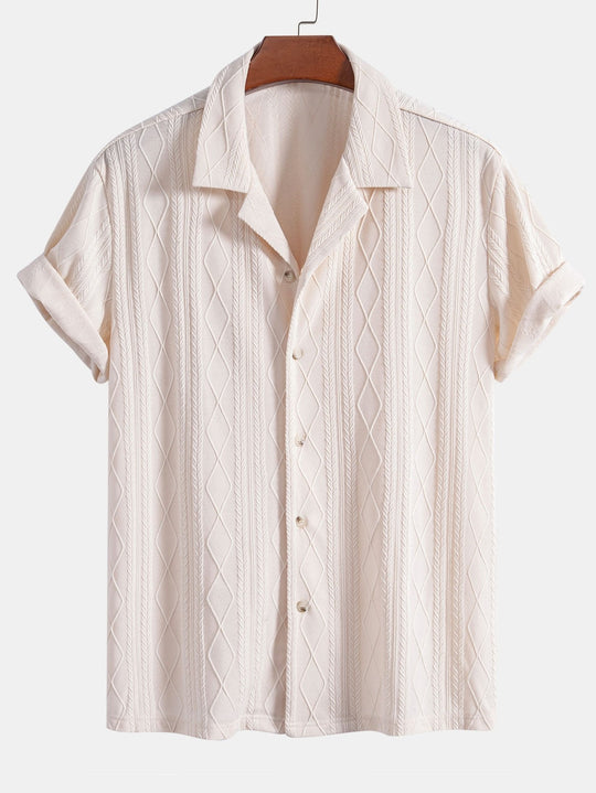 Knitted geometric rhombus Jacquard Cuban shirt