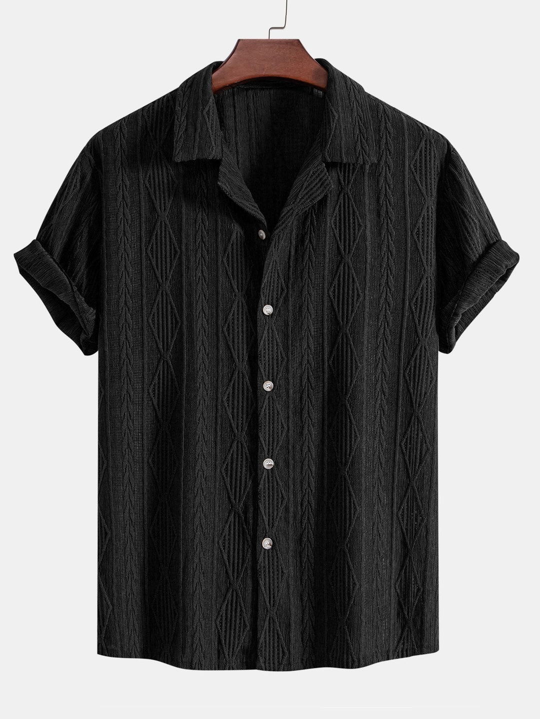 Geometric Jacquard Cuban shirt and linen cotton blend cropped pants