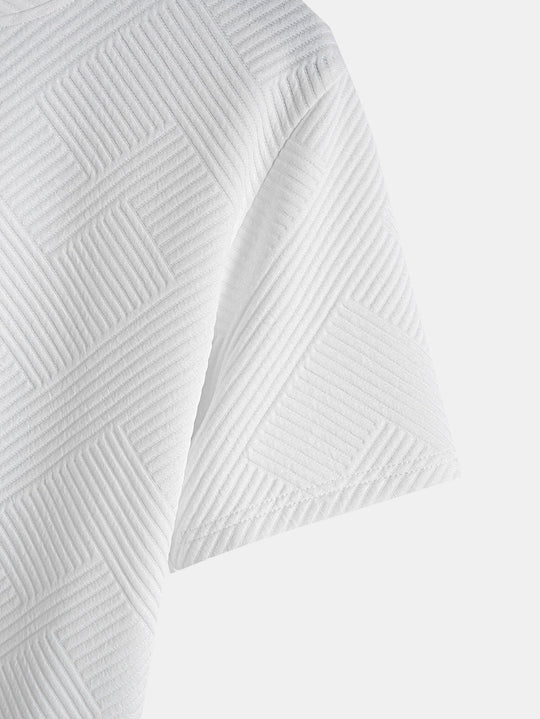 Short sleeve stripe jacquard bow hem T-Shirt