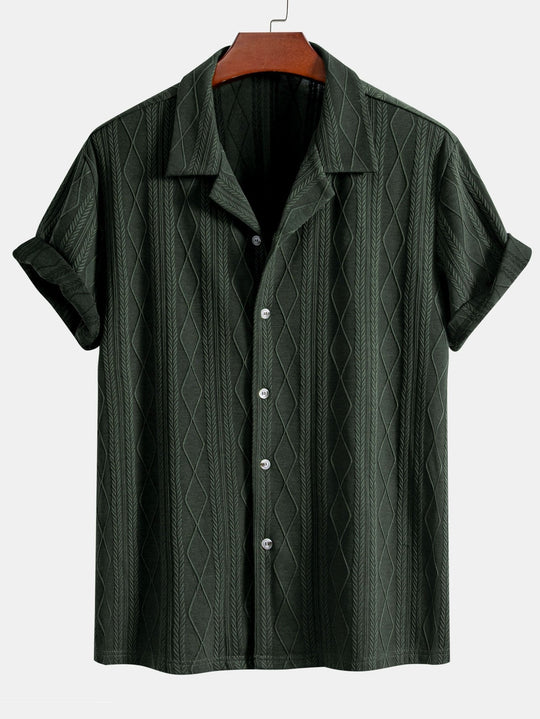 Knitted geometric rhombus Jacquard Cuban shirt