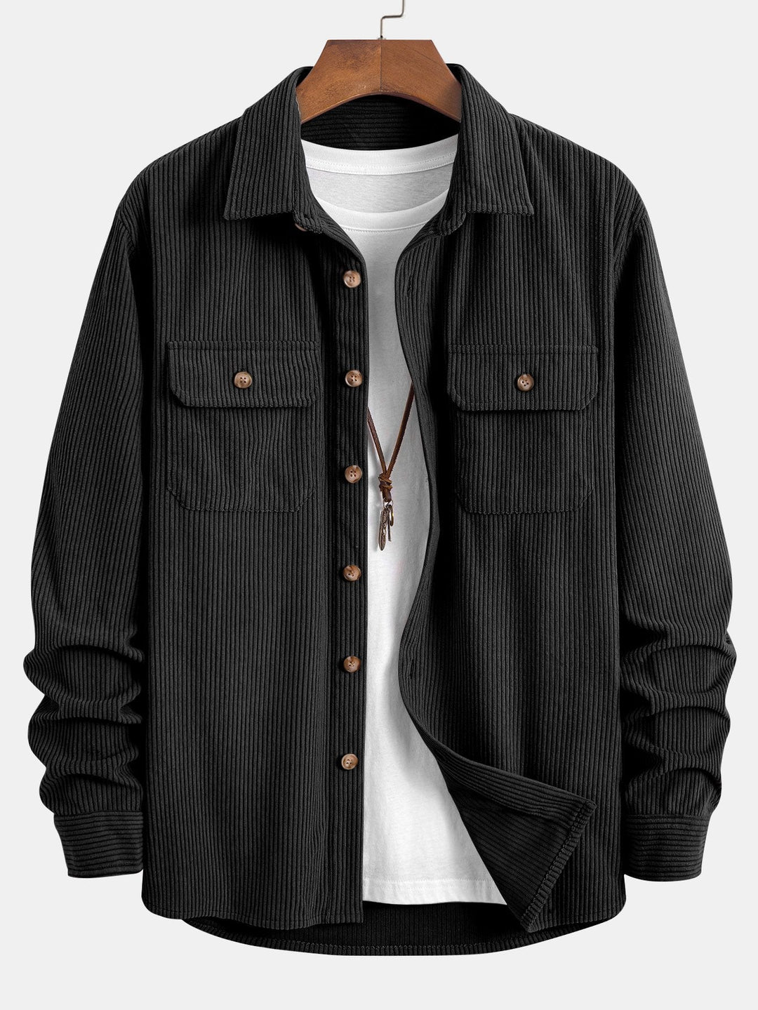 Corduroy shirt with double pocket