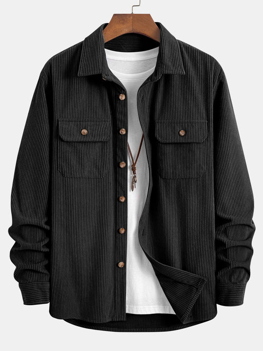 Corduroy shirt with double pocket