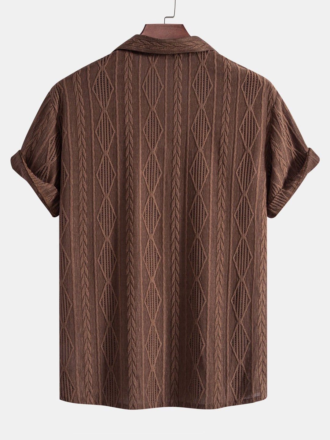Geometric Jacquard Cuban shirt and linen cotton blend cropped pants