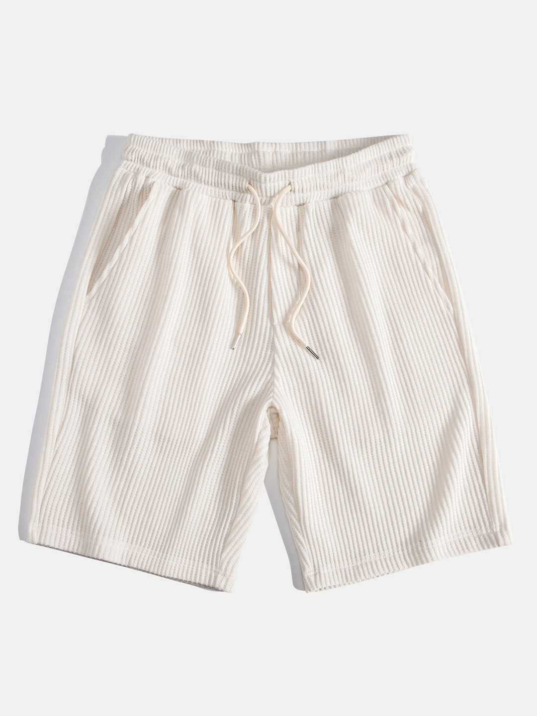 Knitted waffle hemT-Shirt& Drawstring Waffle Shorts