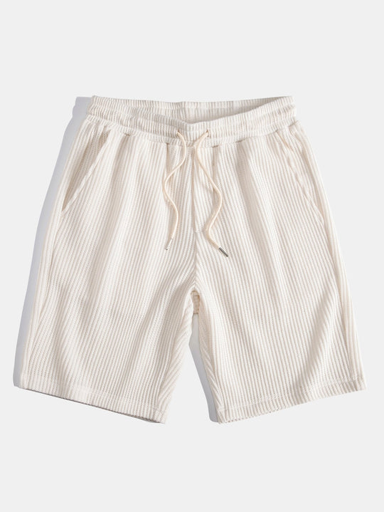 Knitted waffle hemT-Shirt& Drawstring Waffle Shorts