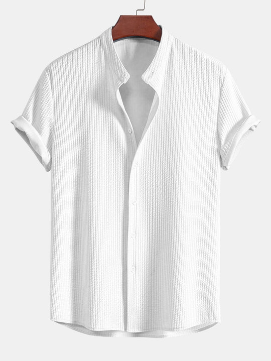Muscle Fit ribbed Light brown collar shirt