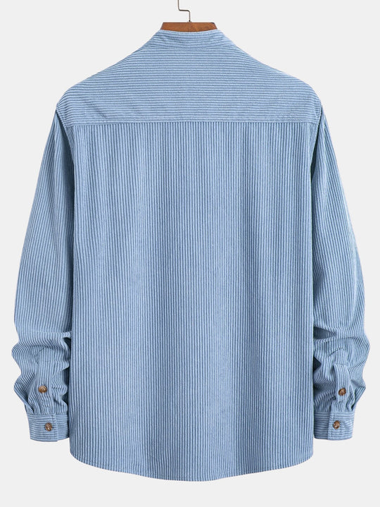 Laurent™ - Corduroy shirt with stand-up collar