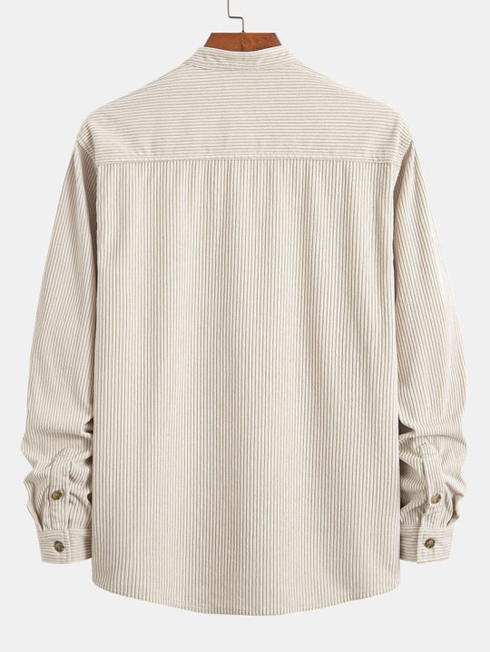 Laurent™ - Corduroy shirt with stand-up collar