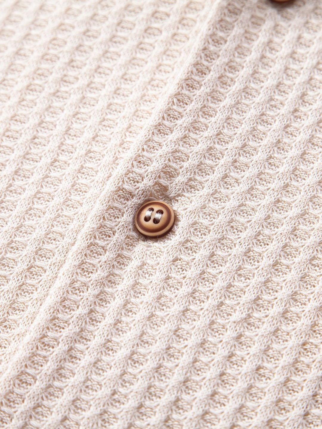 Short sleeve knit waffle Cuban shirt and straight leg linen pants