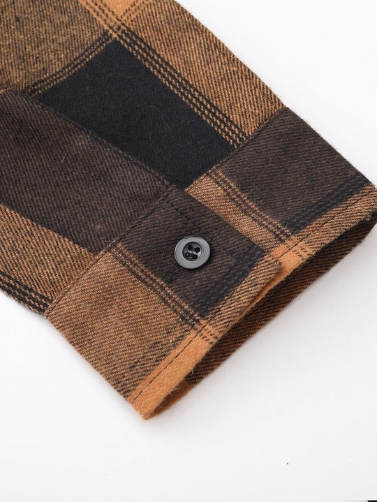 Laurent™ - Relaxed fit plaid flannel hooded shirt
