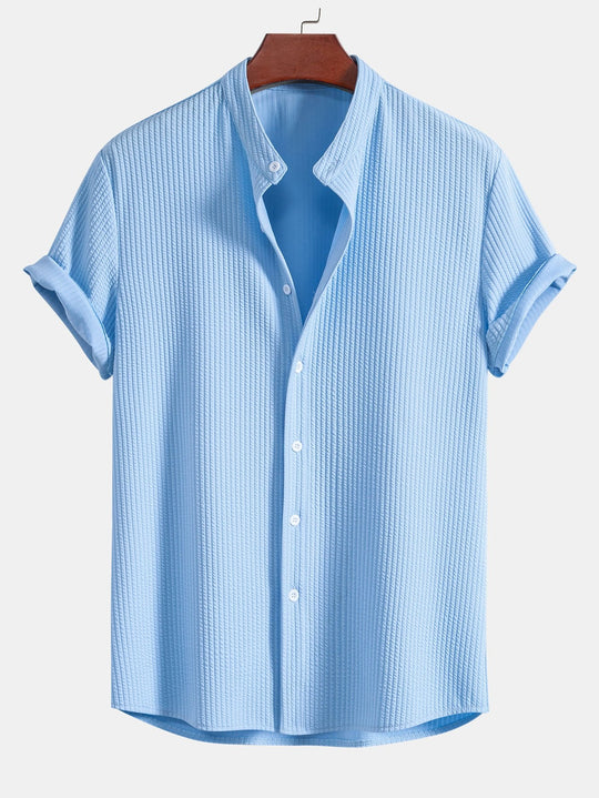 Muscle Fit ribbed Light brown collar shirt