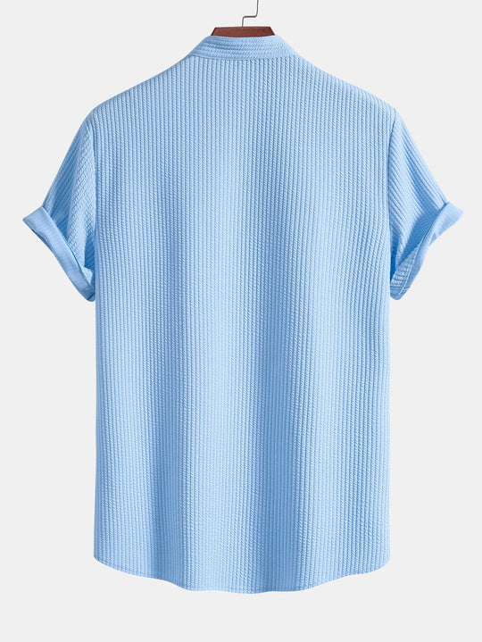Muscle Fit ribbed Light brown collar shirt