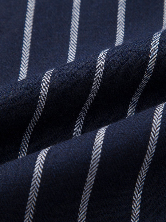 Cotton blend striped button -up shirt