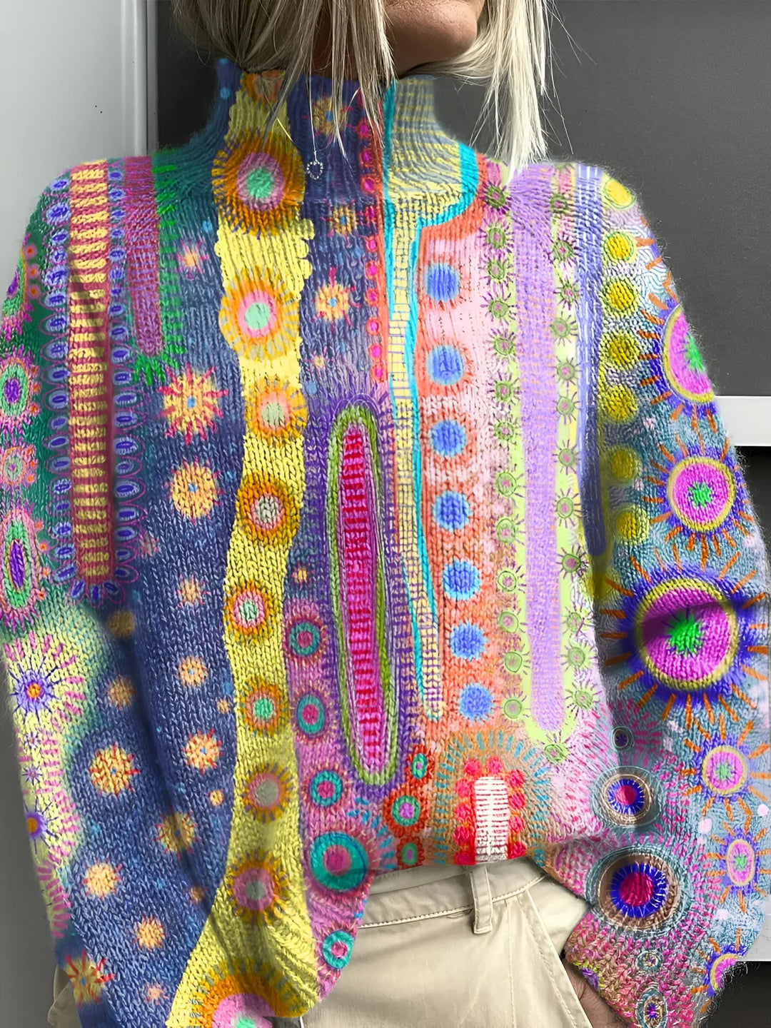 Eulalie - Colorful knit turtleneck sweater