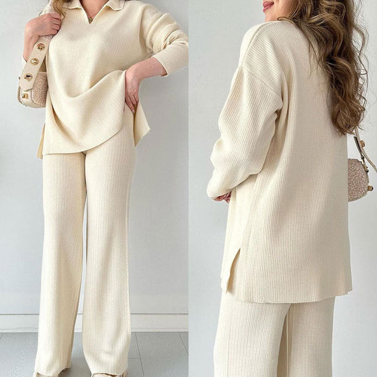 Amalia | Casual Two Piece Set with V Neck and Slit