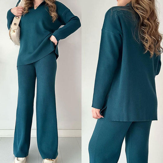 Amalia | Casual Two Piece Set with V Neck and Slit