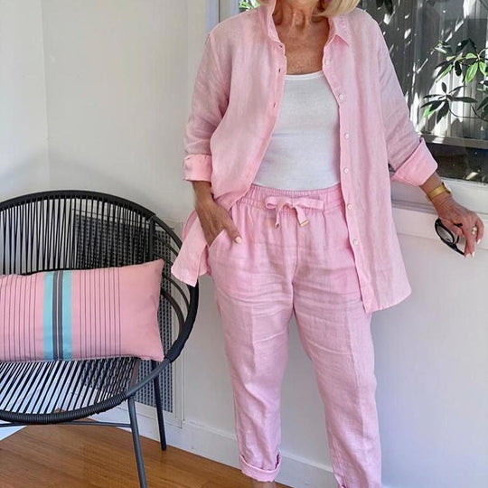 Elin™ linen blouse and pants Spring Set