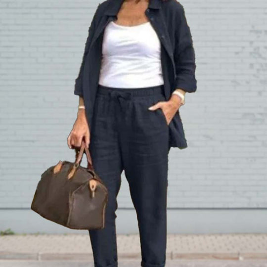 Elin™ linen blouse and pants Spring Set