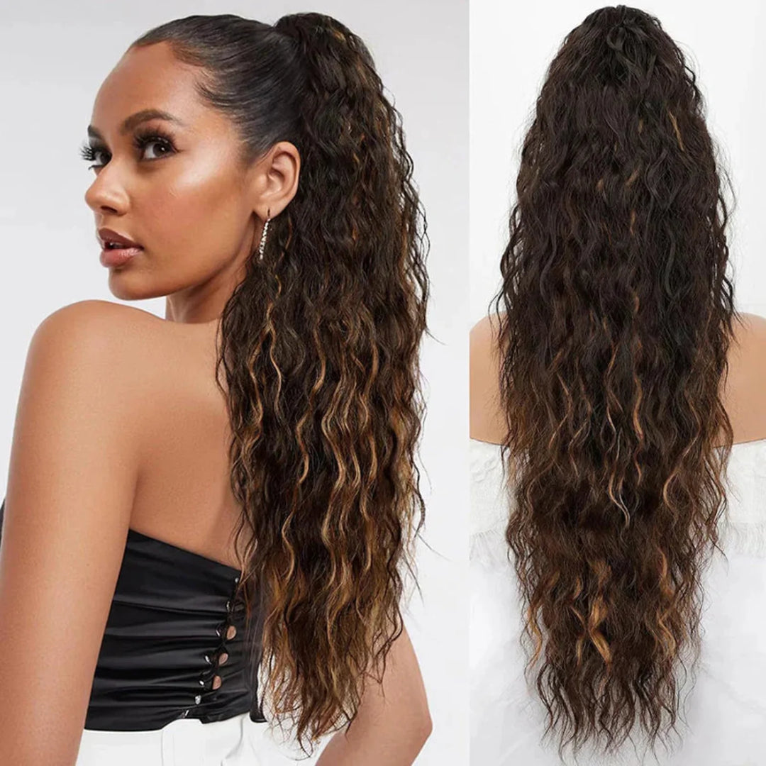 All-Round Extensions for Curly, Wavy and Fluffy Hair with a Ponytail